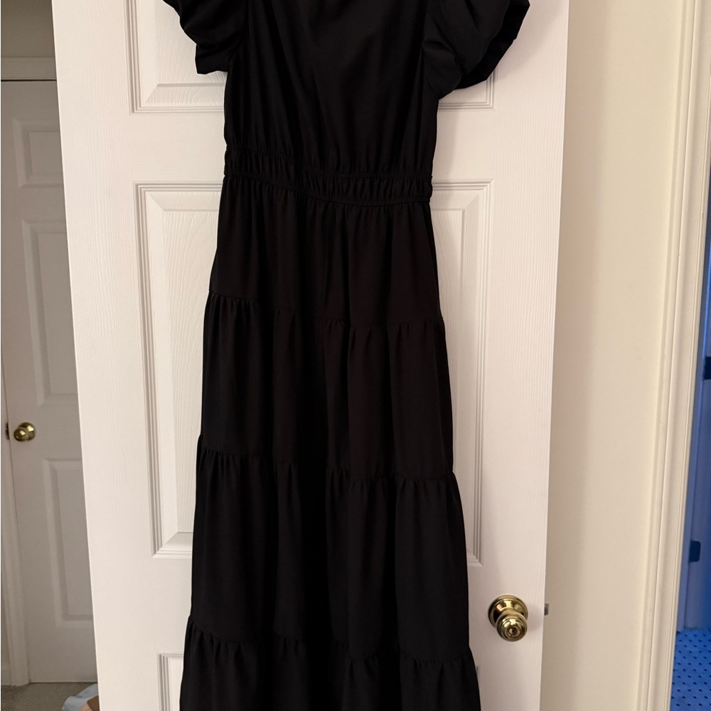 Entro Black Puff Sleeve Maxi Sundress